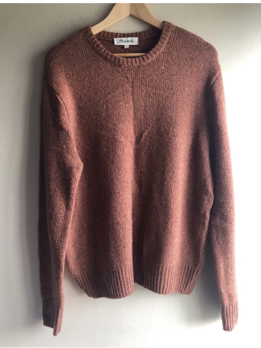 Madewell women pull over  Brown Knit Crewneck Sweater wool brown L